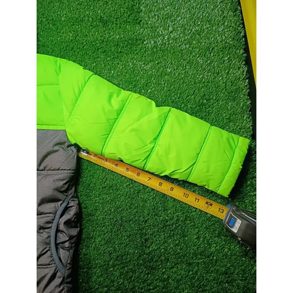 Cozy Faded Glory Kids' Gray & Green Puffer Jacket - Size 6/7
